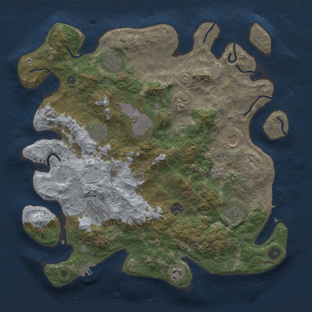 Rust Map: Procedural Map, Size: 3850, Seed: 1949017534, 19 Monuments
