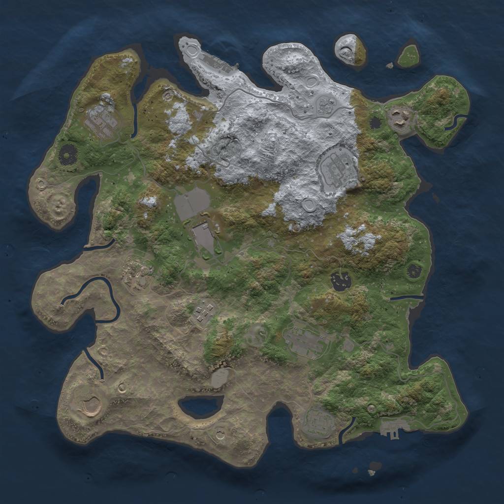 Rust Map: Procedural Map, Size: 3700, Seed: 93345, 19 Monuments