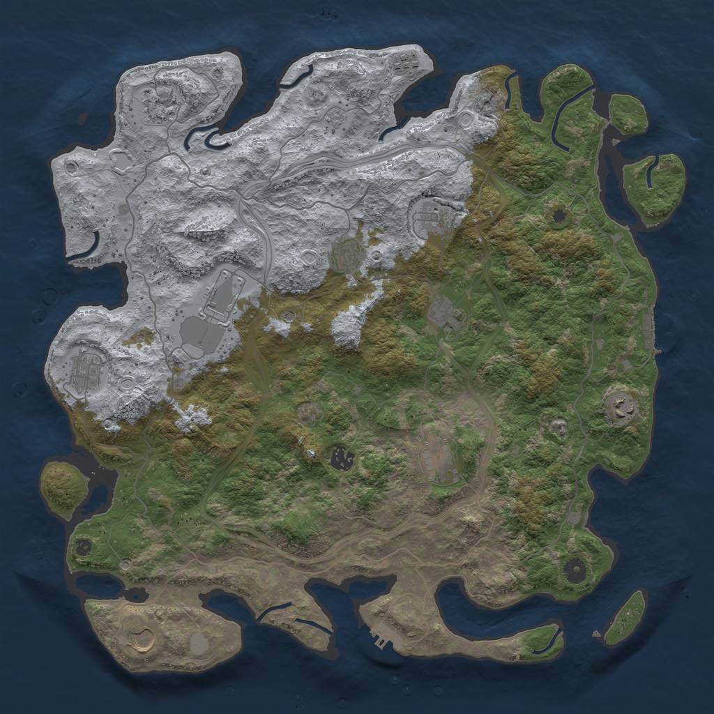 Rust Map: Procedural Map, Size: 4500, Seed: 1937281231, 20 Monuments