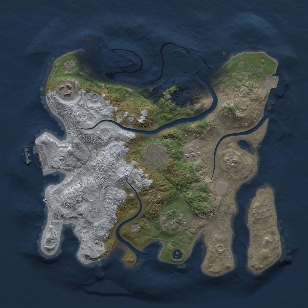 Rust Map: Procedural Map, Size: 3000, Seed: 1034792793, 10 Monuments