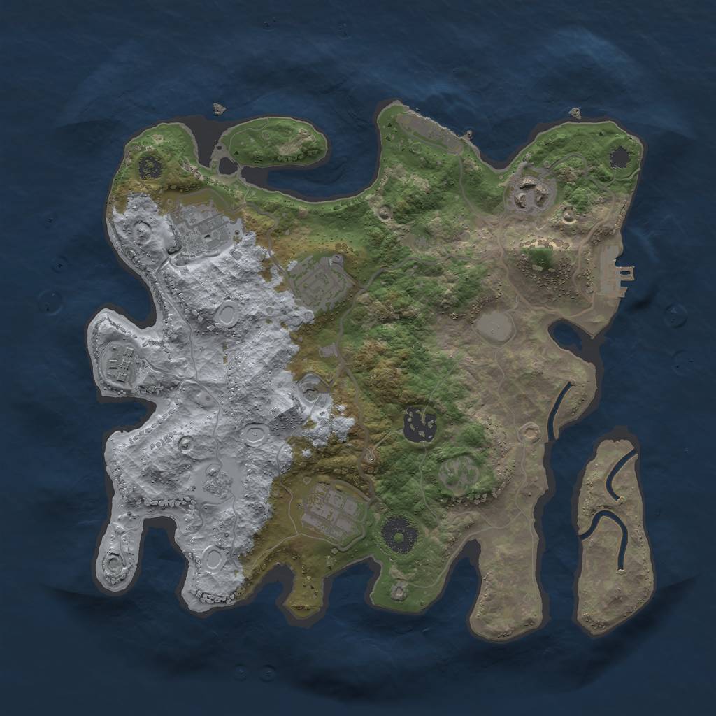 Rust Map: Procedural Map, Size: 3000, Seed: 1034792793, 15 Monuments