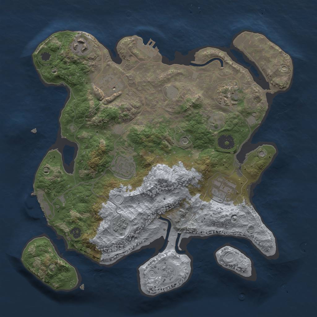 Rust Map: Procedural Map, Size: 3000, Seed: 54635, 15 Monuments