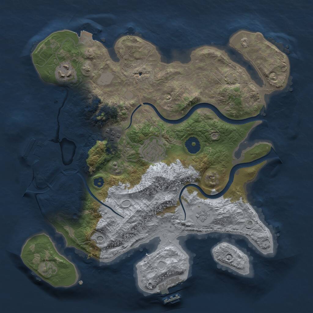 Rust Map: Procedural Map, Size: 3000, Seed: 54635, 9 Monuments