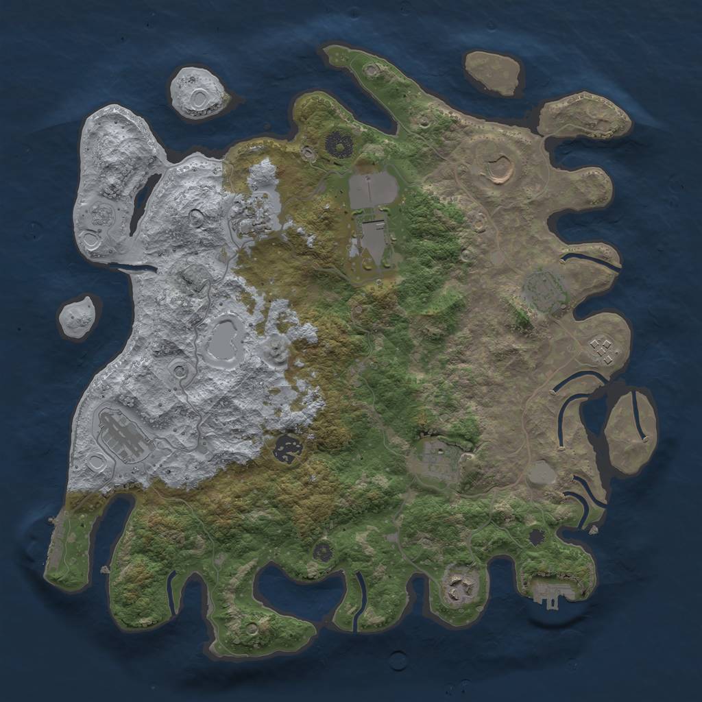 Rust Map: Procedural Map, Size: 3750, Seed: 5342523, 18 Monuments