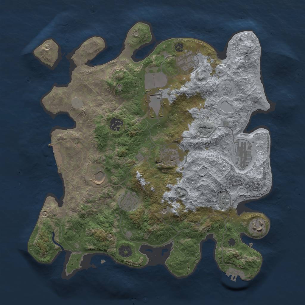 Rust Map: Procedural Map, Size: 3500, Seed: 63615, 18 Monuments