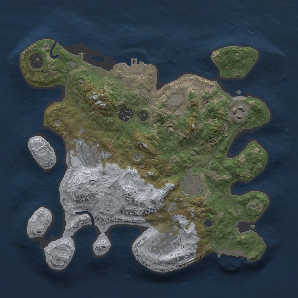 Rust Map: Procedural Map, Size: 3000, Seed: 25758, 14 Monuments