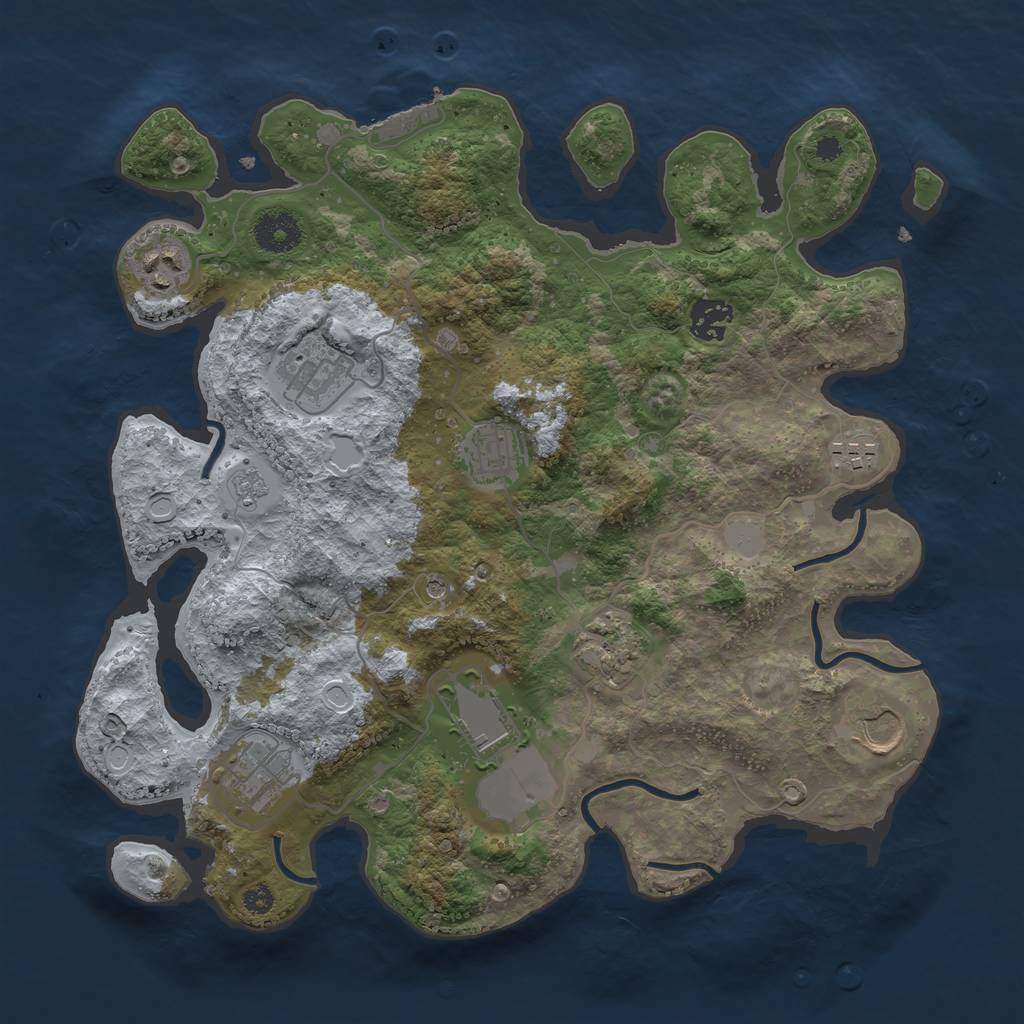 Rust Map: Procedural Map, Size: 3500, Seed: 773432876, 17 Monuments