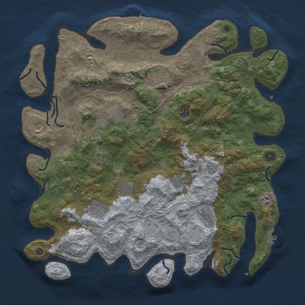 Rust Map: Procedural Map, Size: 4500, Seed: 102525494, 20 Monuments