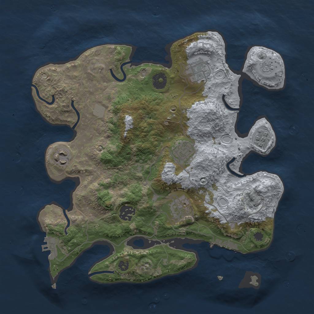 Rust Map: Procedural Map, Size: 3000, Seed: 16851729, 14 Monuments