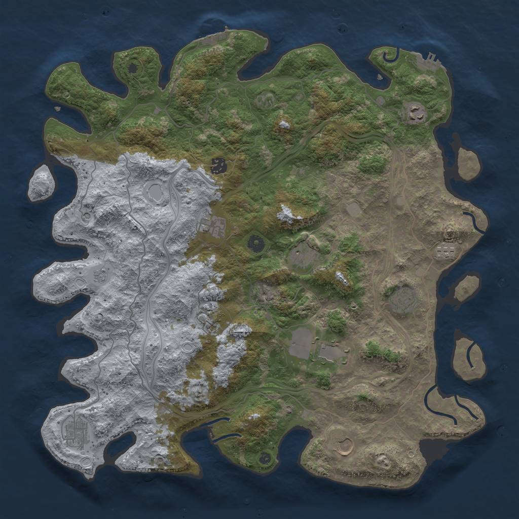 Rust Map: Procedural Map, Size: 4500, Seed: 1673969605, 19 Monuments