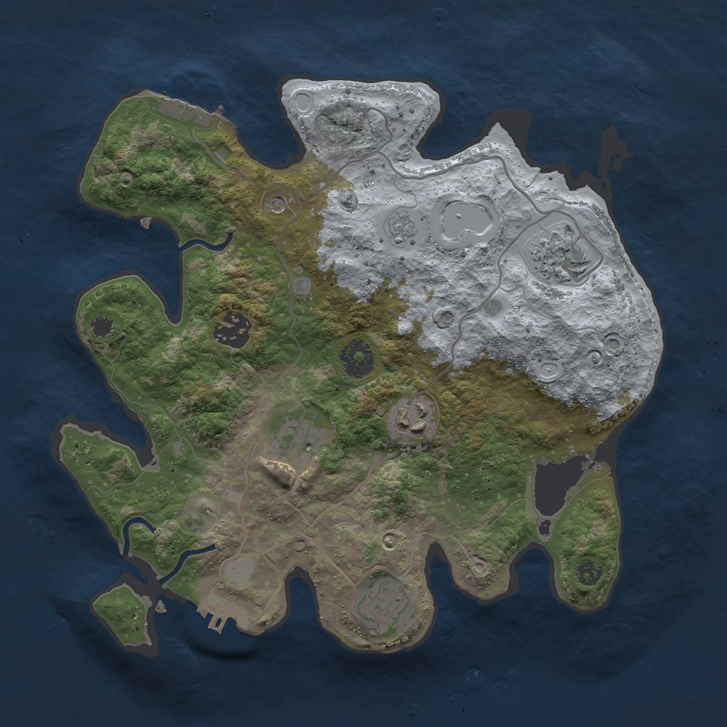 Rust Map: Procedural Map, Size: 3000, Seed: 998236524, 14 Monuments