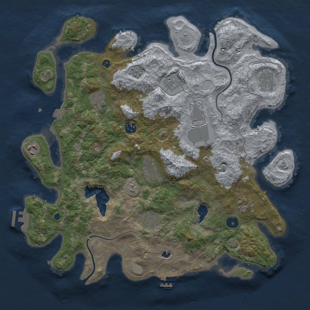 Rust Map: Procedural Map, Size: 4000, Seed: 922257790, 16 Monuments