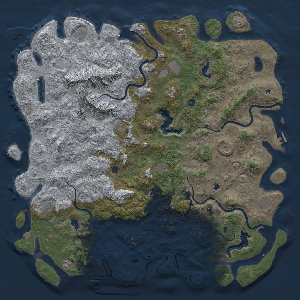 Rust Map: Procedural Map, Size: 6000, Seed: 1048493910, 17 Monuments