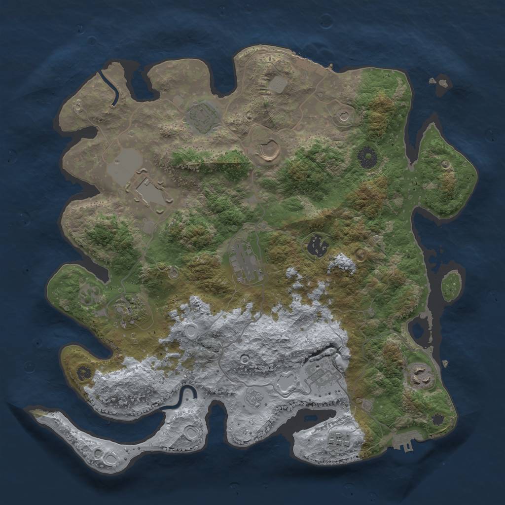 Rust Map: Procedural Map, Size: 3617, Seed: 993459, 18 Monuments