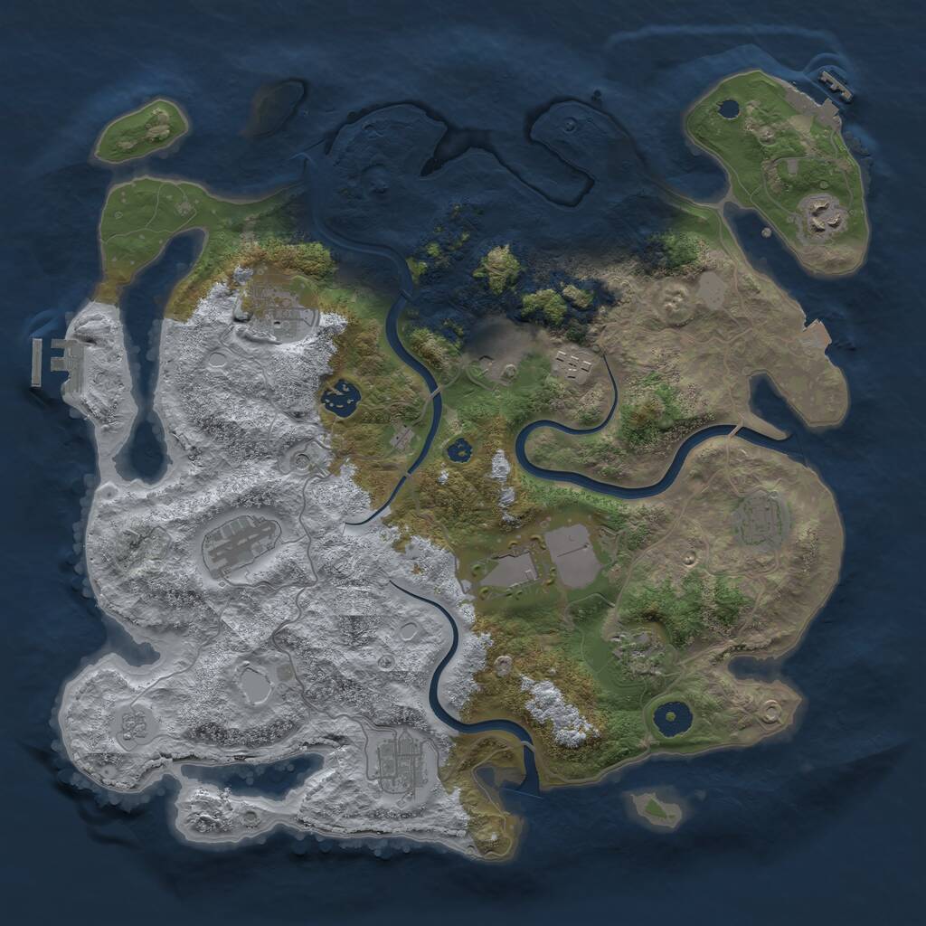 Rust Map: Procedural Map, Size: 3850, Seed: 1367013808, 16 Monuments