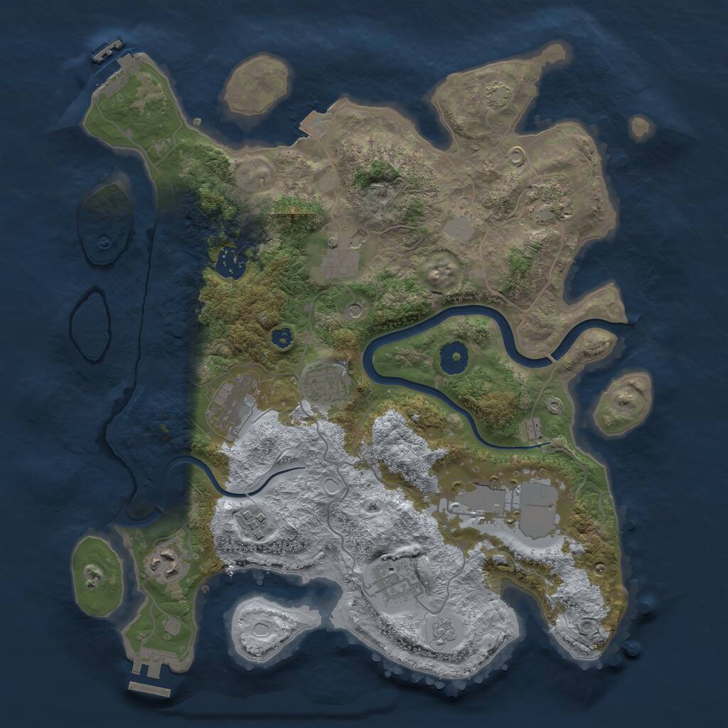 Rust Map: Procedural Map, Size: 3500, Seed: 1232, 15 Monuments