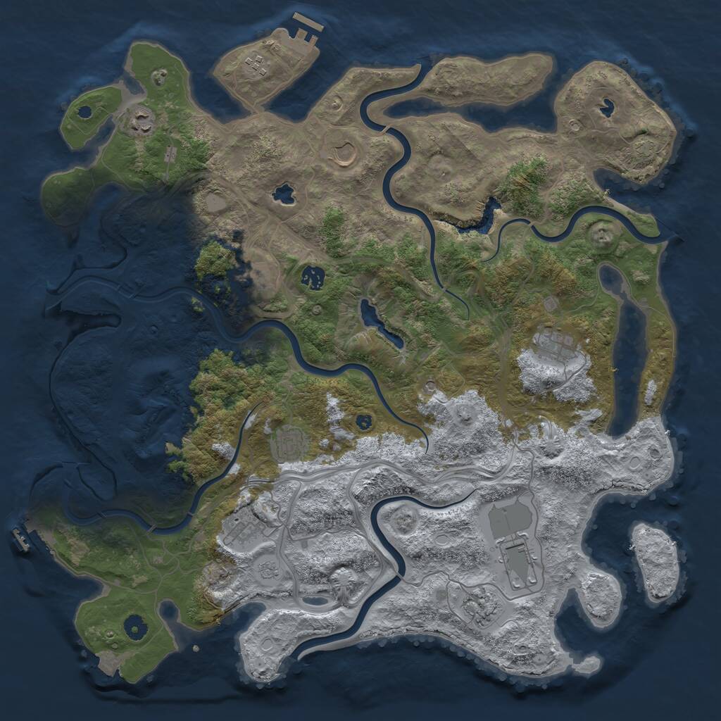Rust Map: Procedural Map, Size: 4500, Seed: 20922, 16 Monuments