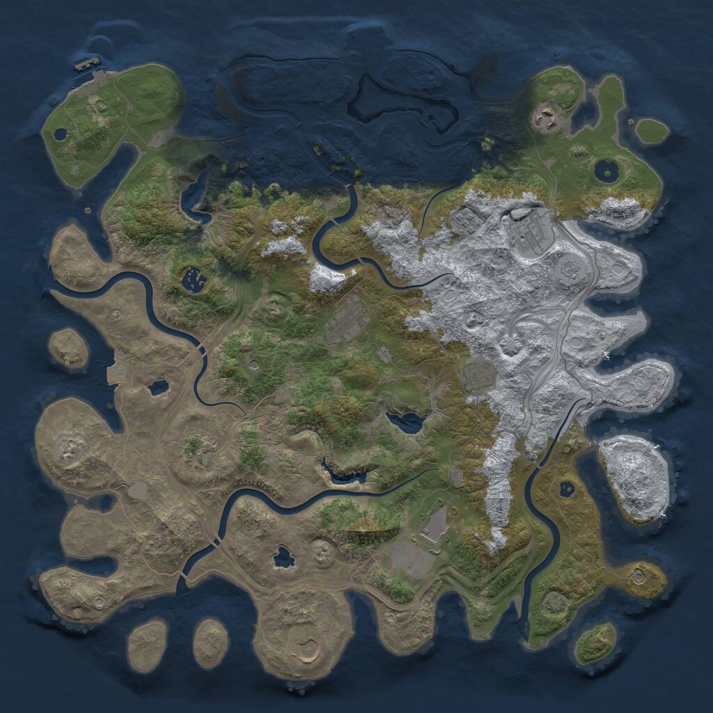 Rust Map: Procedural Map, Size: 4500, Seed: 1435561375, 15 Monuments