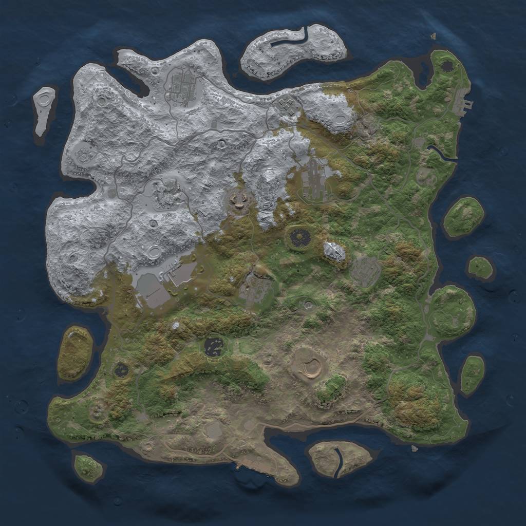 Rust Map: Procedural Map, Size: 4000, Seed: 4114, 19 Monuments