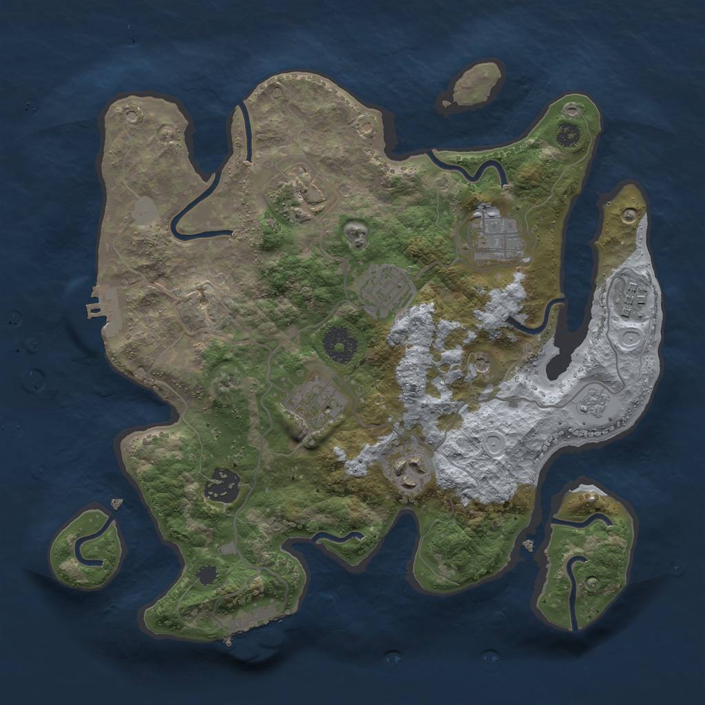Rust Map: Procedural Map, Size: 3000, Seed: 882169286, 16 Monuments