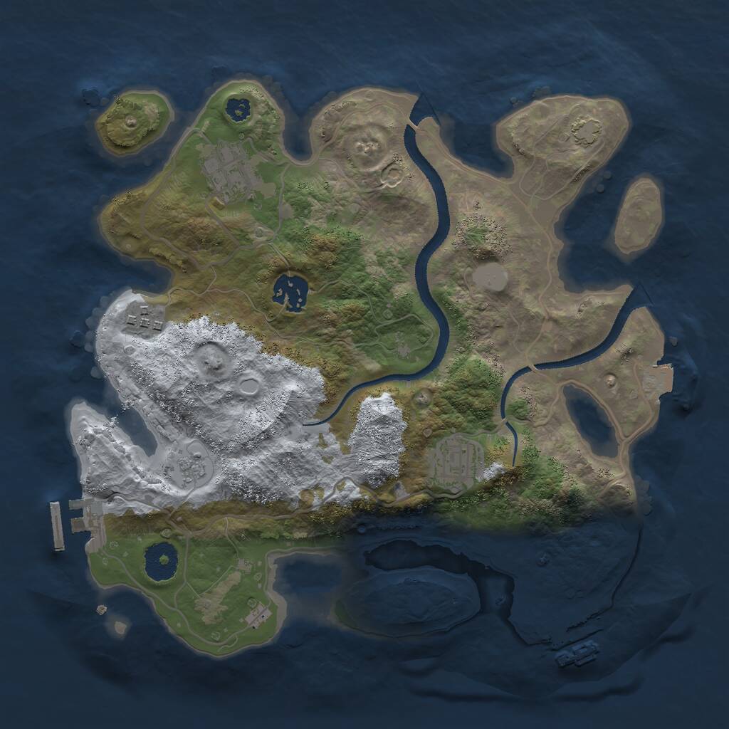 Rust Map: Procedural Map, Size: 3000, Seed: 606629909, 9 Monuments