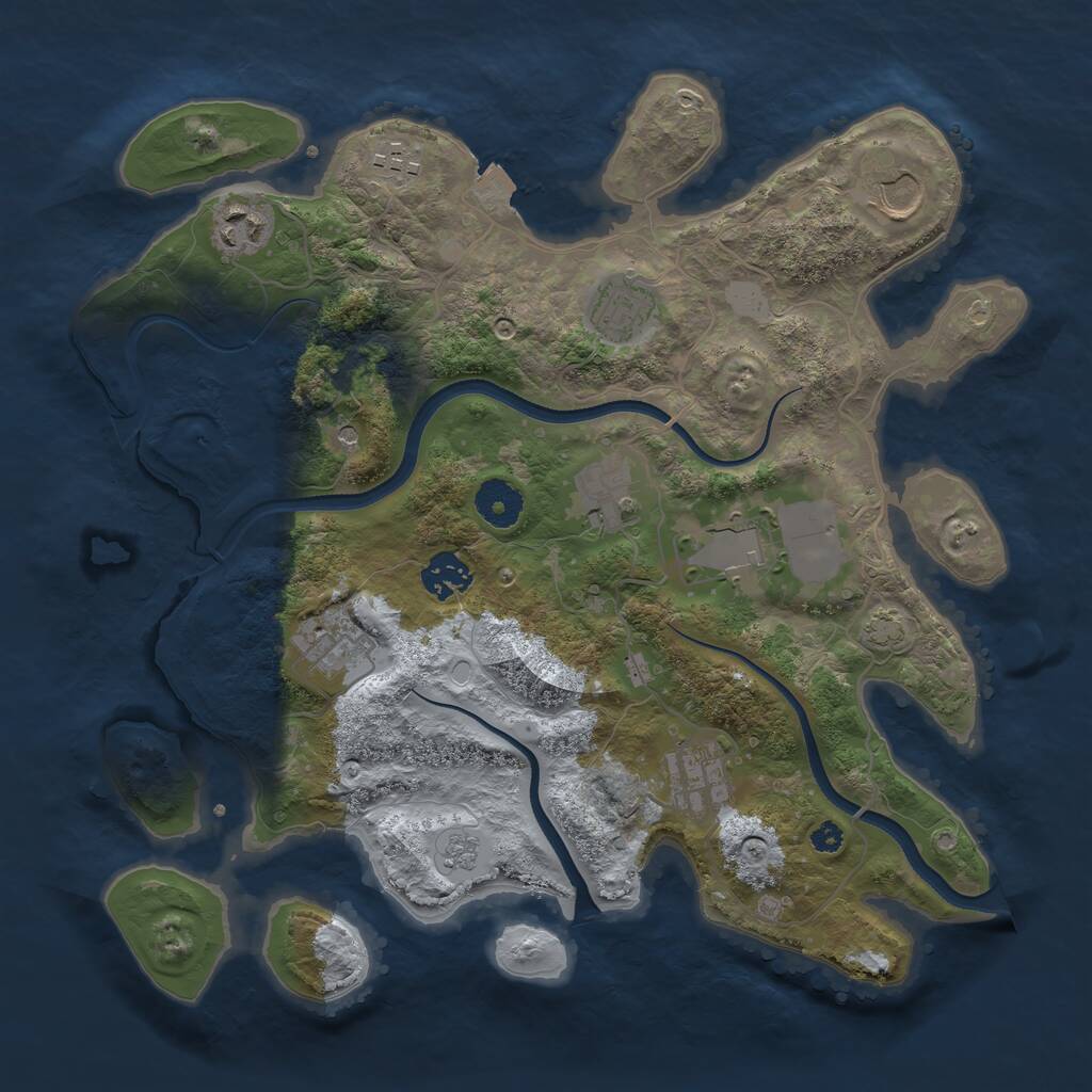 Rust Map: Procedural Map, Size: 3500, Seed: 687, 13 Monuments