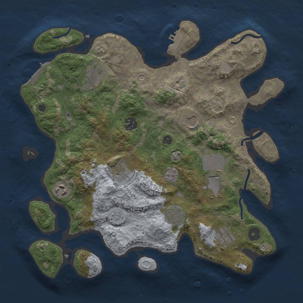 Rust Map: Procedural Map, Size: 3500, Seed: 687, 18 Monuments