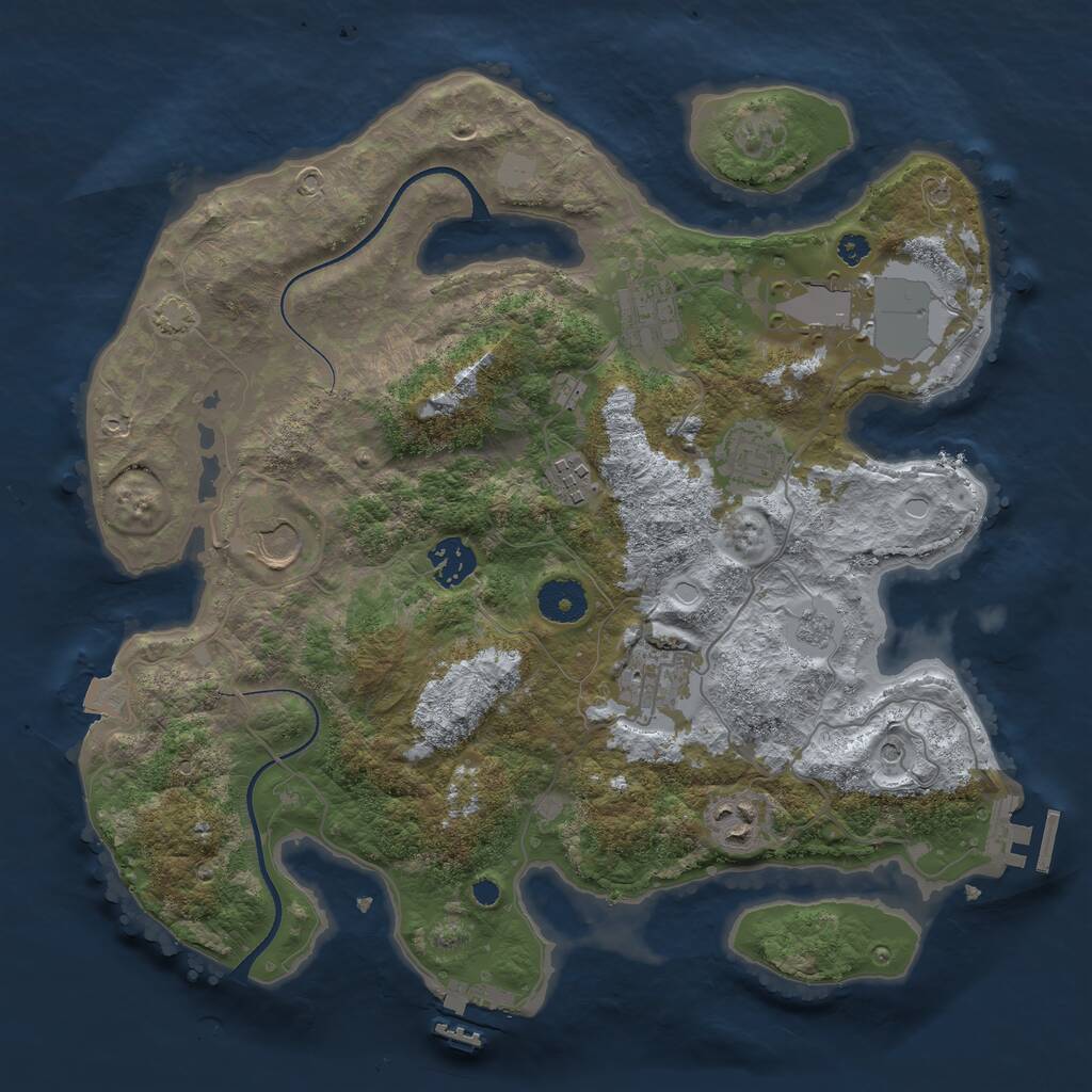 Rust Map: Procedural Map, Size: 3500, Seed: 831483666, 14 Monuments