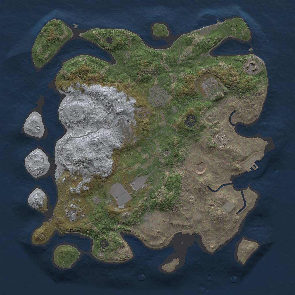Rust Map: Procedural Map, Size: 3500, Seed: 1928129301, 18 Monuments