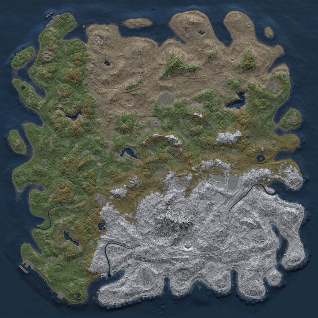Rust Map: Procedural Map, Size: 6000, Seed: 1359683609, 17 Monuments