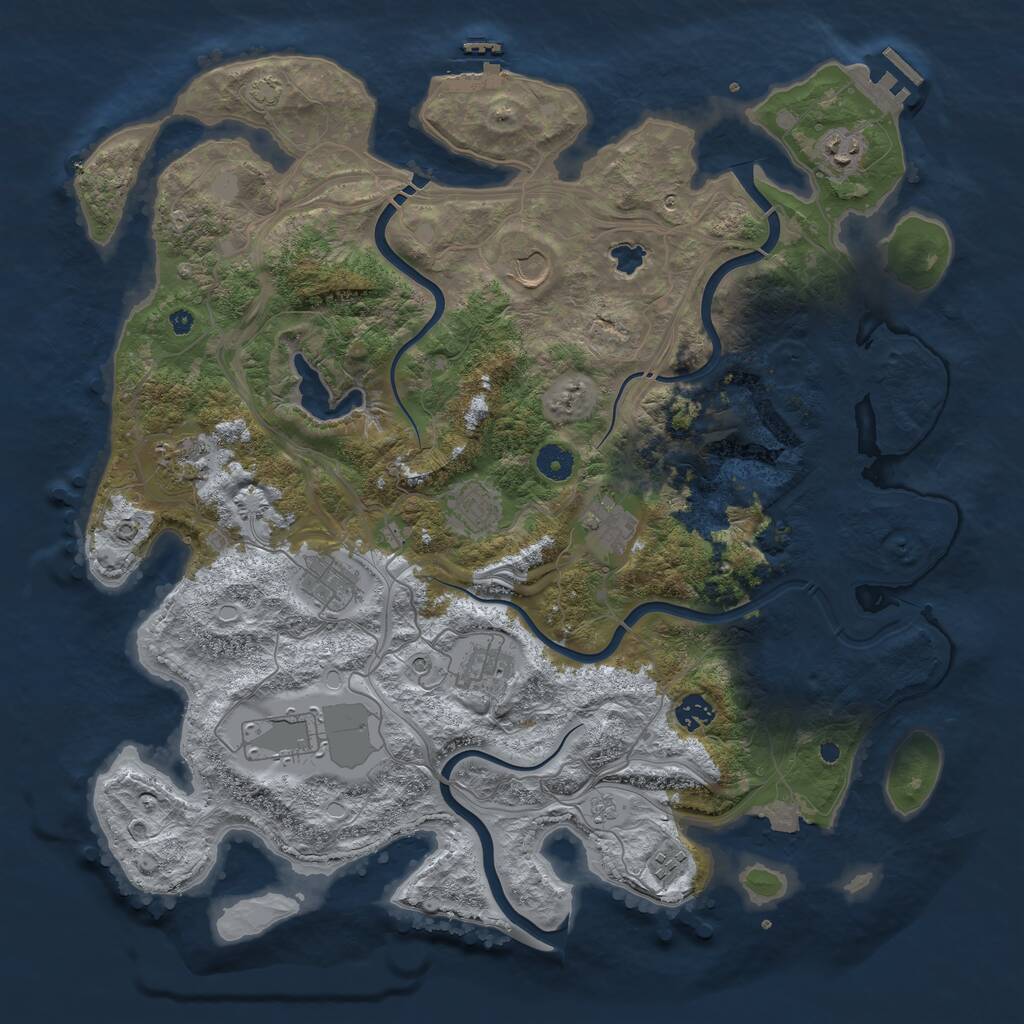 Rust Map: Procedural Map, Size: 4250, Seed: 654873219, 16 Monuments