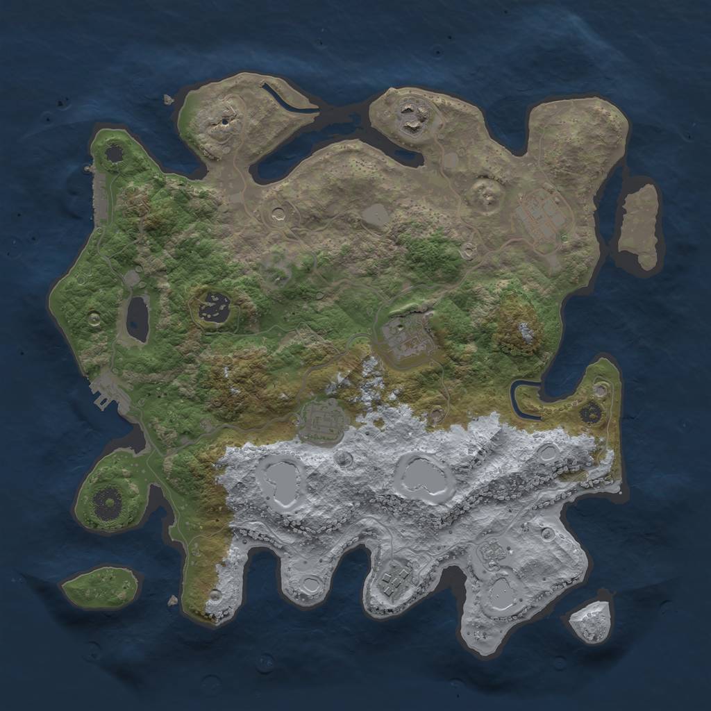 Rust Map: Procedural Map, Size: 3400, Seed: 33273181, 15 Monuments