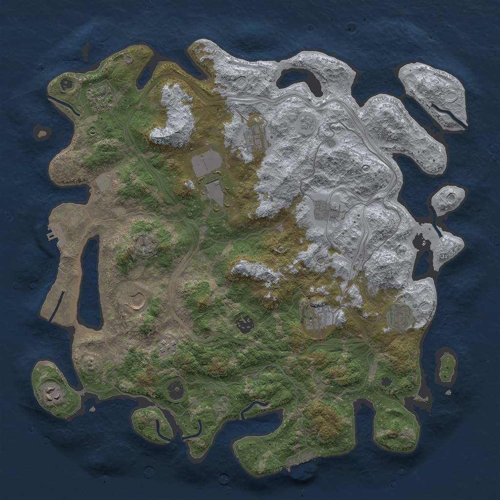 Rust Map: Procedural Map, Size: 4300, Seed: 76241692, 19 Monuments