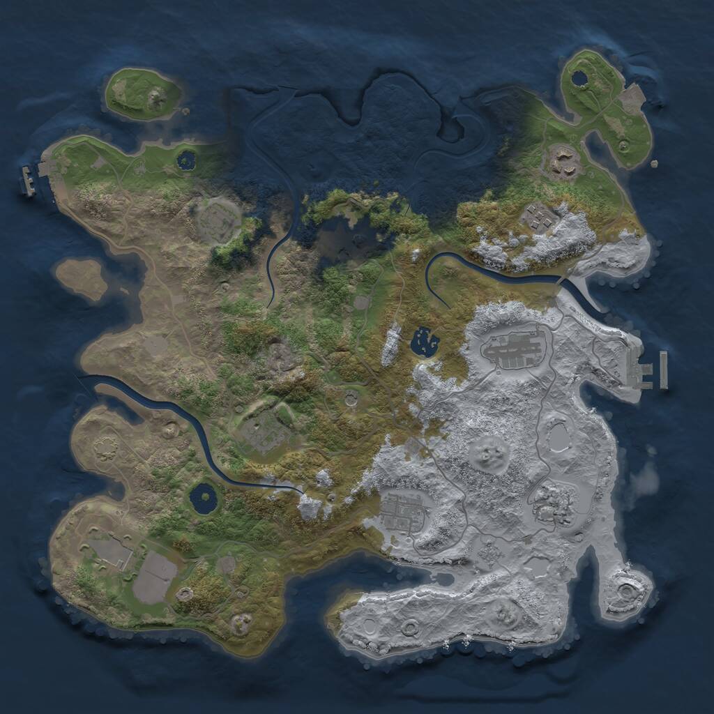 Rust Map: Procedural Map, Size: 3750, Seed: 14315858, 16 Monuments