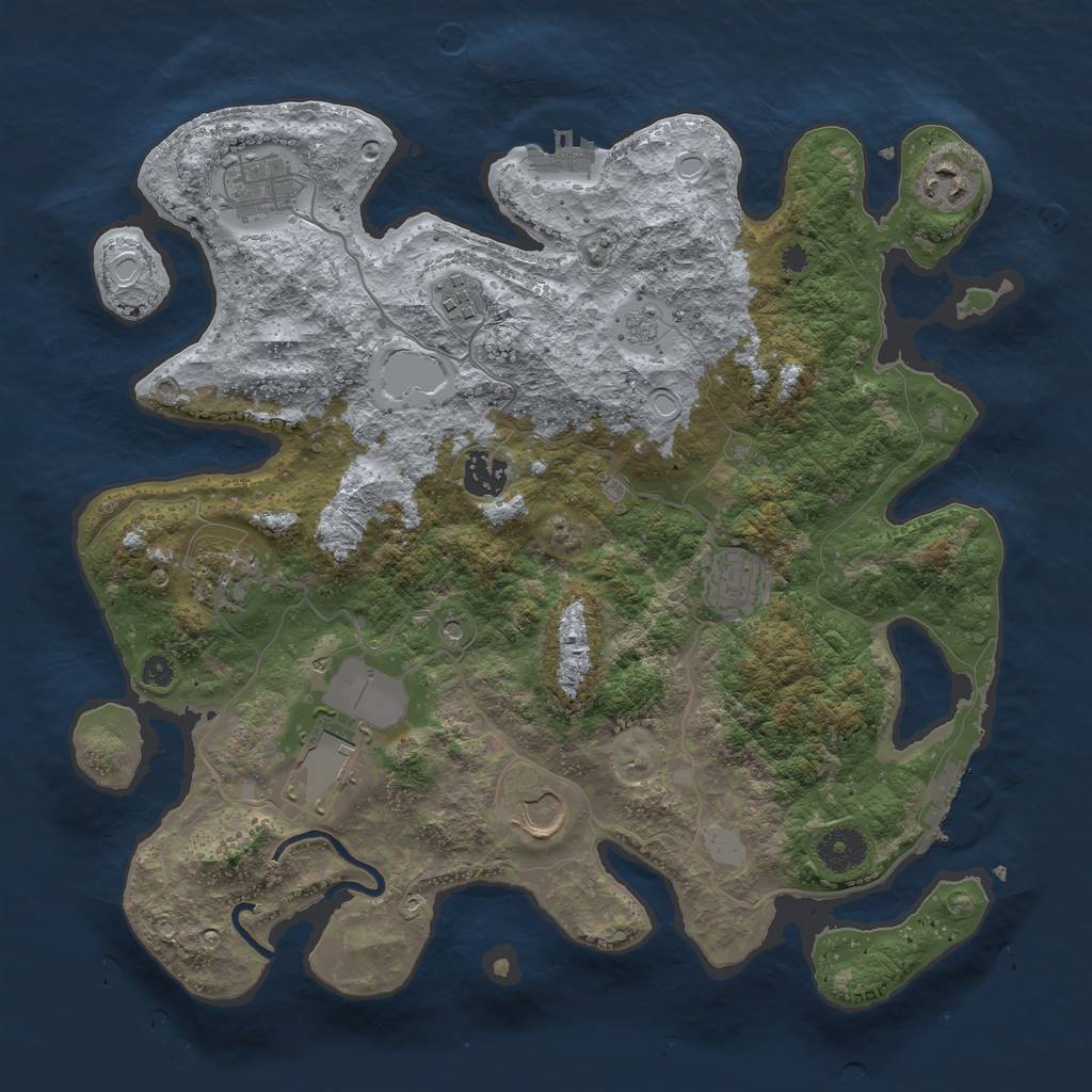 Rust Map: Procedural Map, Size: 3600, Seed: 3057036, 17 Monuments