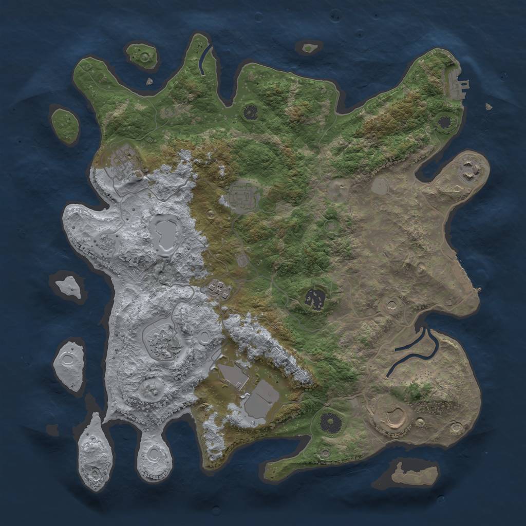 Rust Map: Procedural Map, Size: 3750, Seed: 74500721, 17 Monuments