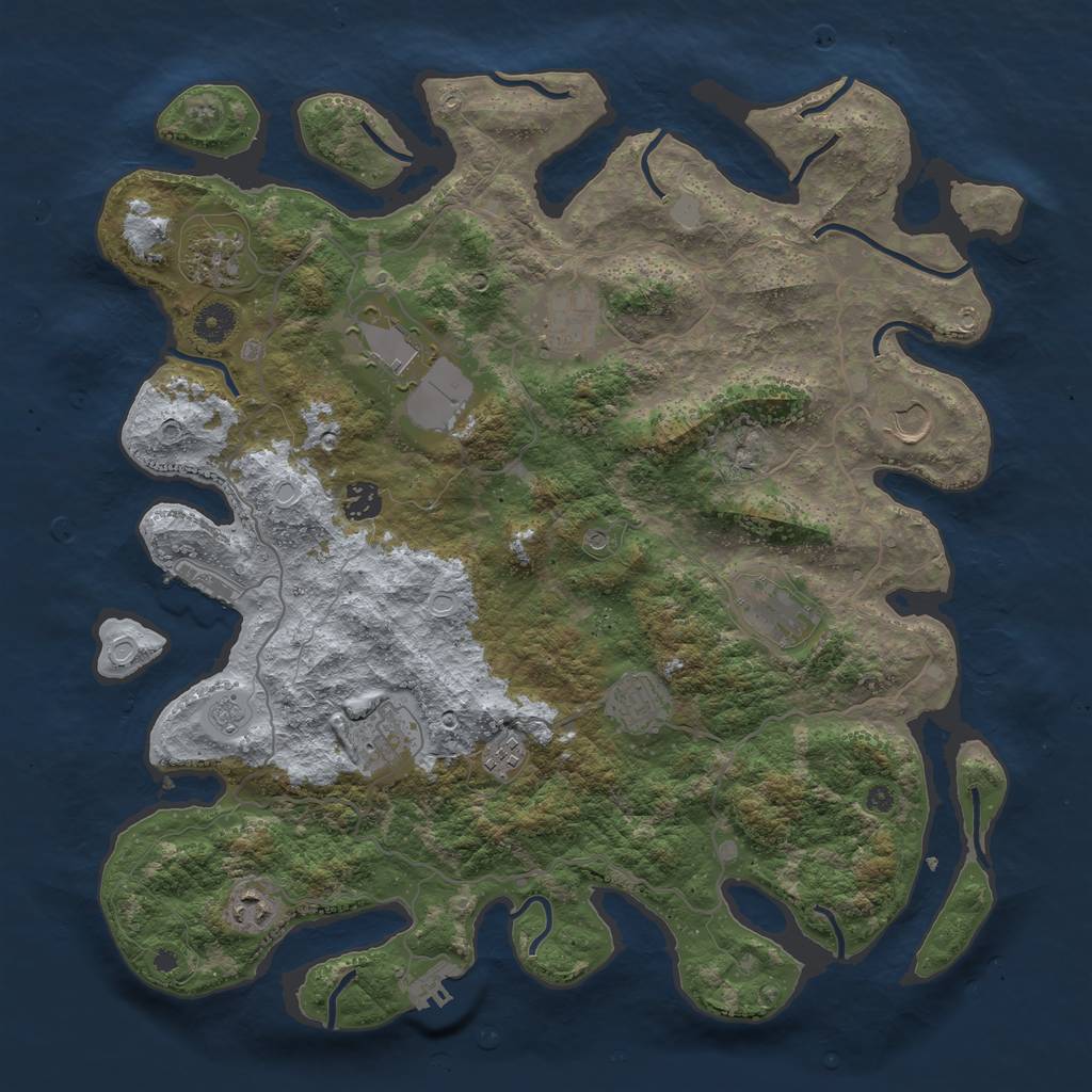 Rust Map: Procedural Map, Size: 4100, Seed: 24651882, 19 Monuments