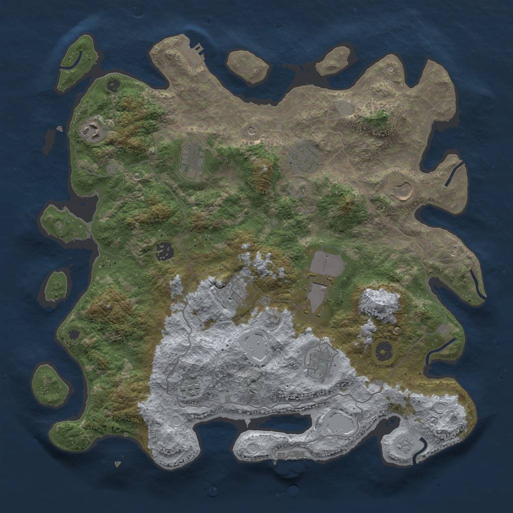 Rust Map: Procedural Map, Size: 4100, Seed: 91135566, 18 Monuments