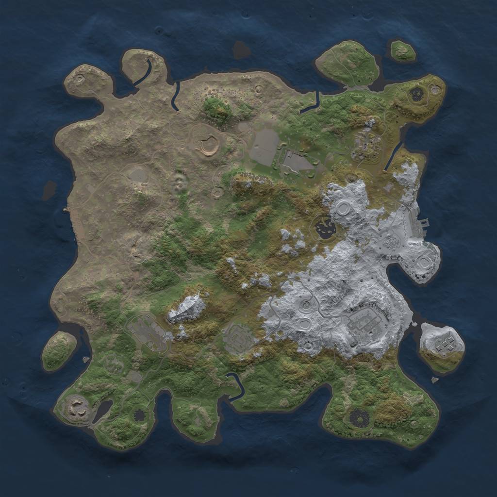 Rust Map: Procedural Map, Size: 3750, Seed: 16167405, 18 Monuments
