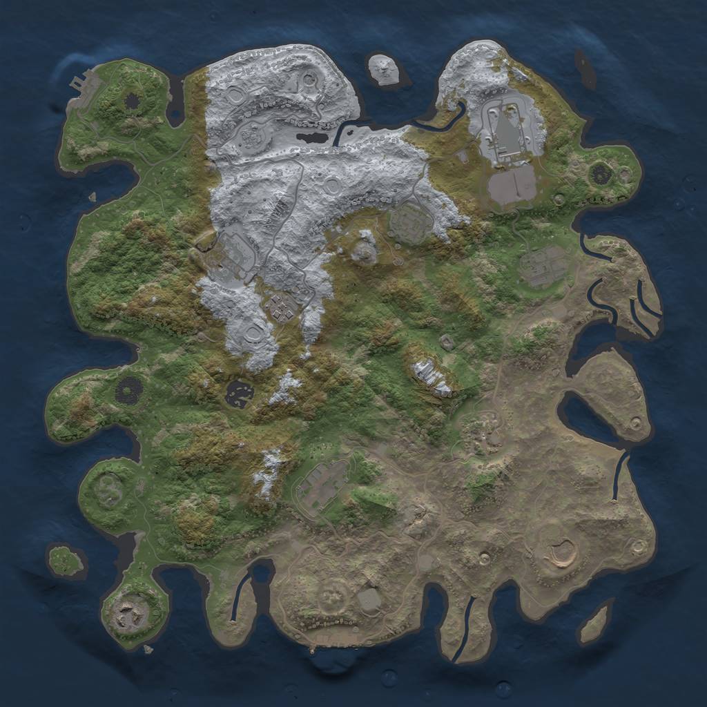 Rust Map: Procedural Map, Size: 3800, Seed: 882661492, 19 Monuments