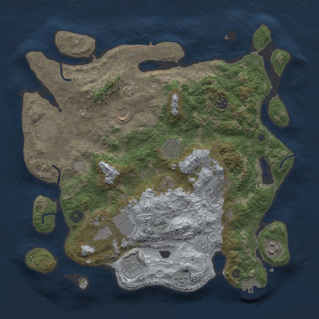Rust Map: Procedural Map, Size: 3750, Seed: 281562544, 18 Monuments