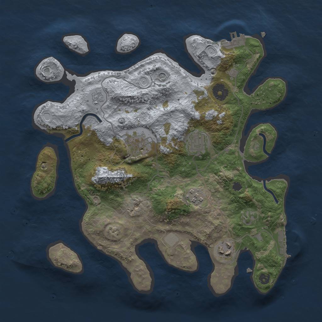 Rust Map: Procedural Map, Size: 3000, Seed: 456929895, 13 Monuments