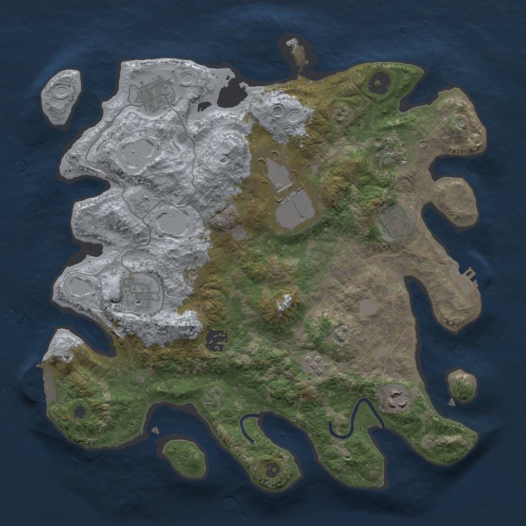 Rust Map: Procedural Map, Size: 3500, Seed: 592138302, 17 Monuments
