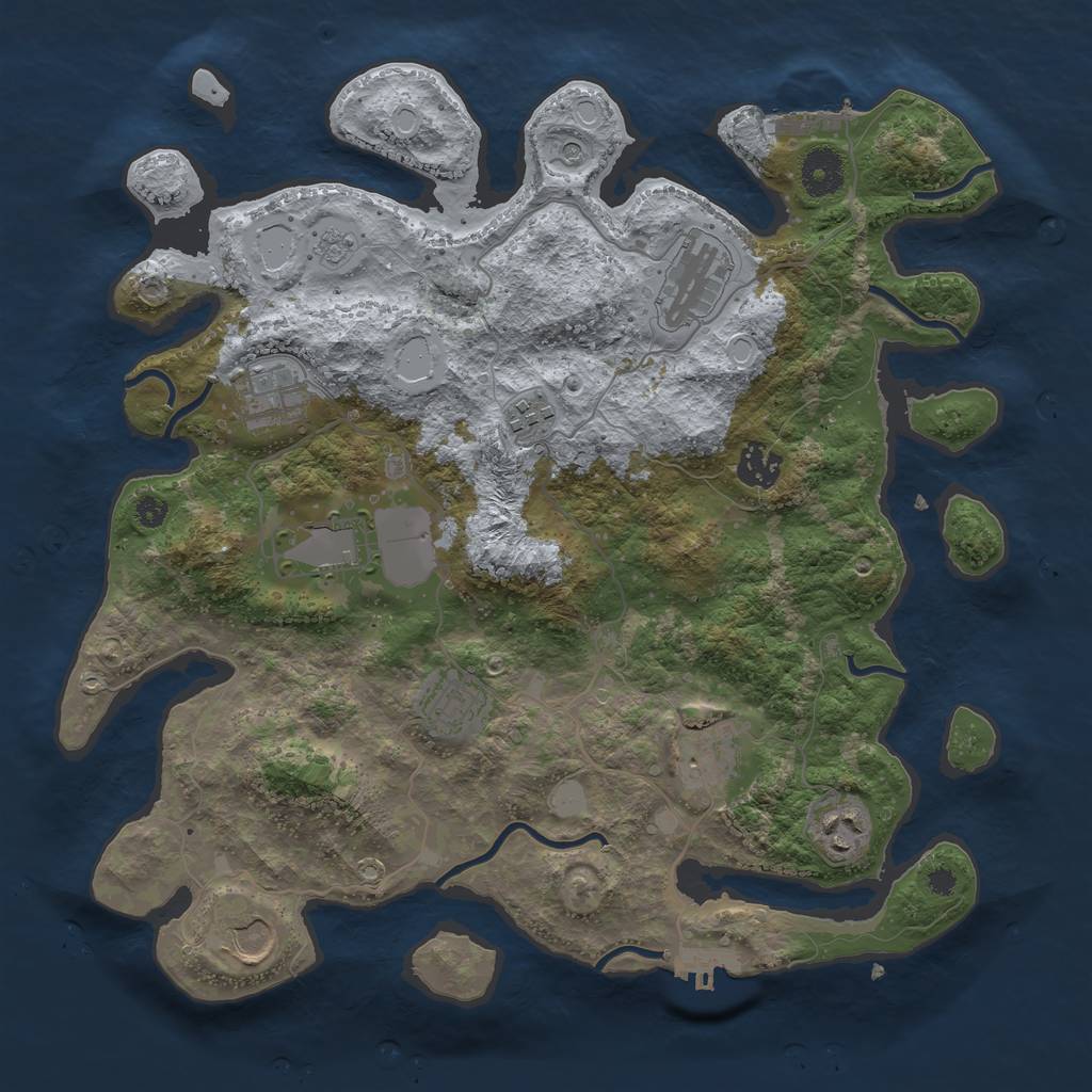 Rust Map: Procedural Map, Size: 3600, Seed: 44806559, 18 Monuments