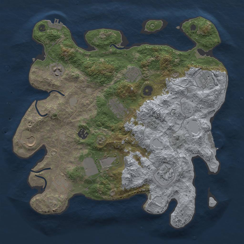 Rust Map: Procedural Map, Size: 3550, Seed: 81111923, 19 Monuments