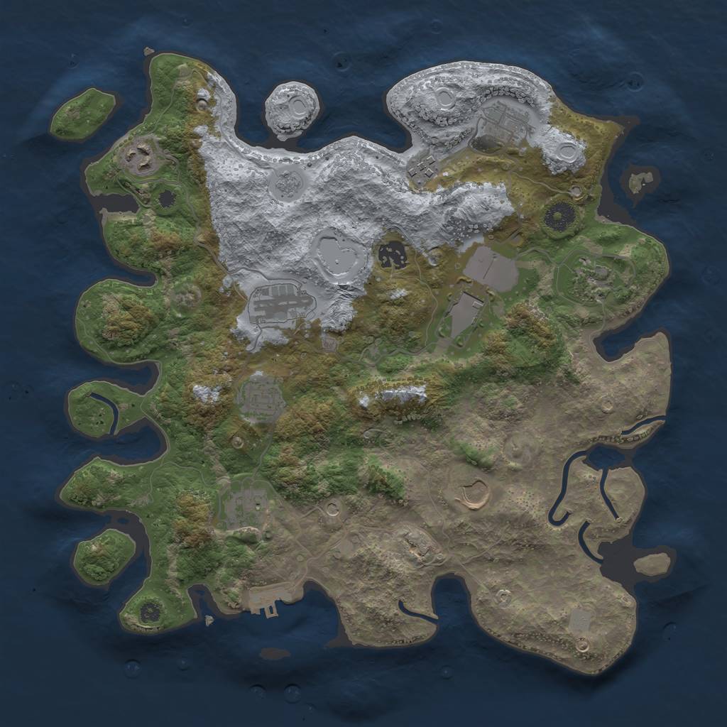 Rust Map: Procedural Map, Size: 3700, Seed: 37441834, 18 Monuments
