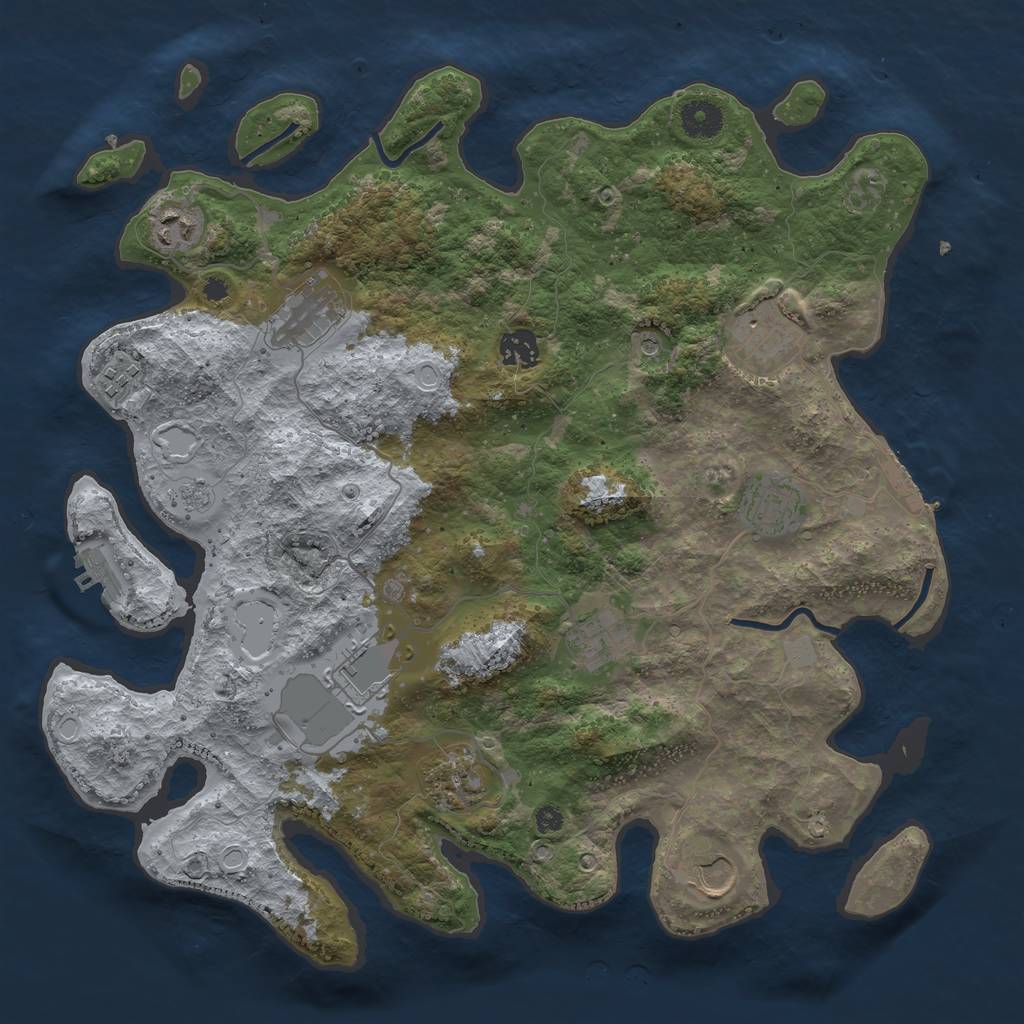 Rust Map: Procedural Map, Size: 3800, Seed: 41713501, 19 Monuments