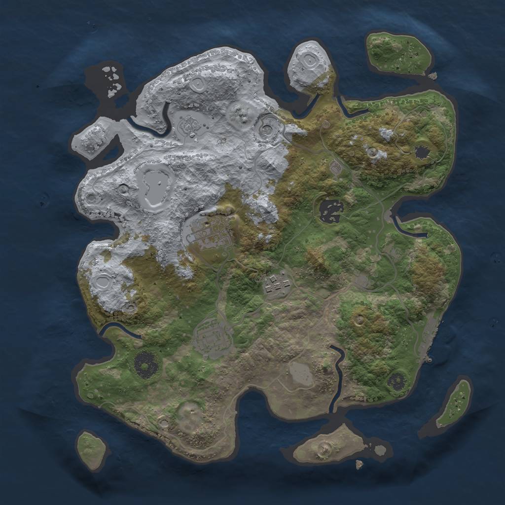 Rust Map: Procedural Map, Size: 3000, Seed: 7196583, 12 Monuments