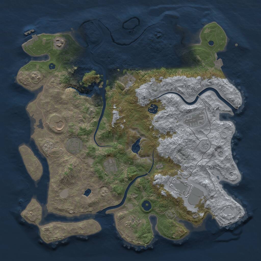Rust Map: Procedural Map, Size: 4000, Seed: 5442, 16 Monuments
