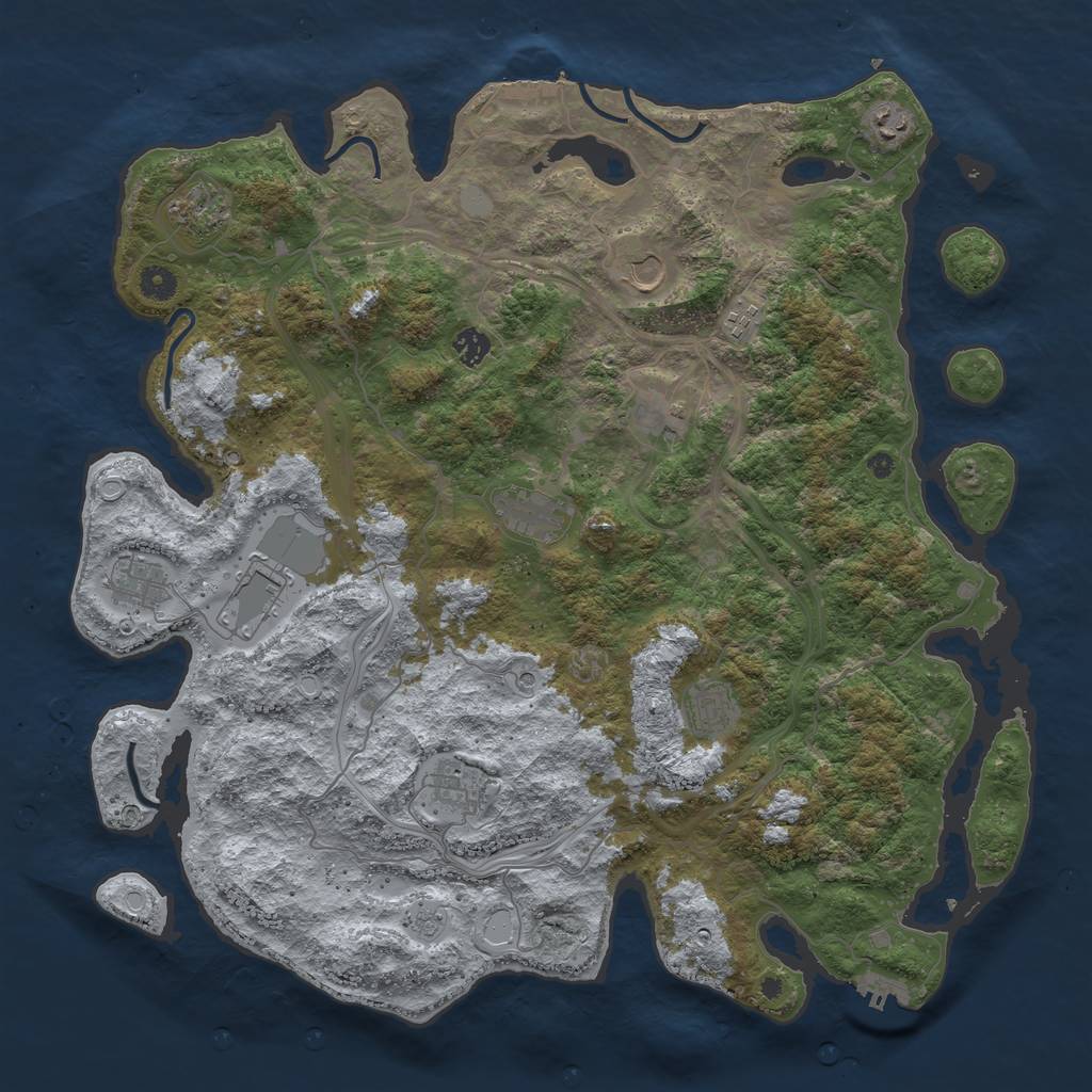 Rust Map: Procedural Map, Size: 4500, Seed: 1234554147, 20 Monuments